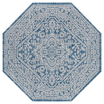 Sinjuri Medallion Textured Weave Indoor/outdoor Octagon Rug